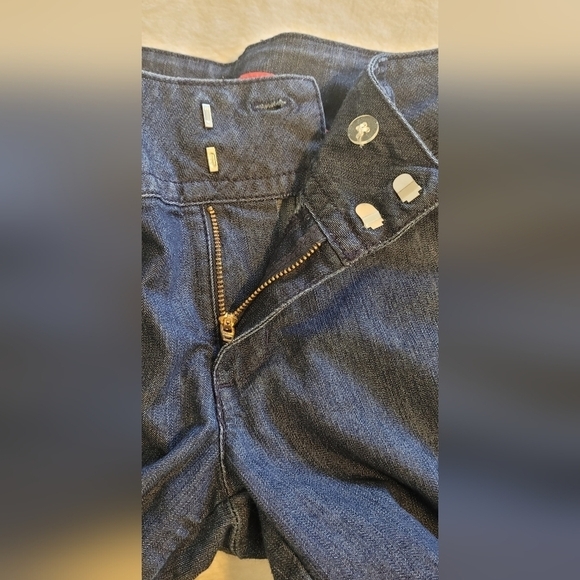 Elle Wide Leg Low Rise Dark Blue Denim Jeans Size 8 - Picture 10 of 13